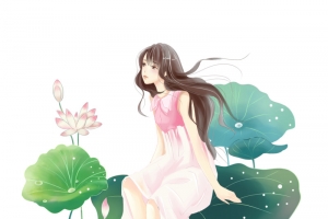 夏天夏至荷花美女