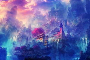古风紫色原画