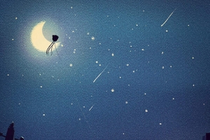 城市的夜空月亮星星童话夜色