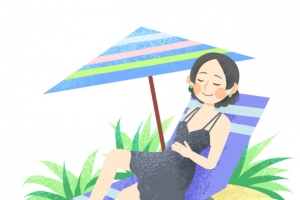 夏日,海滩,游玩,女孩