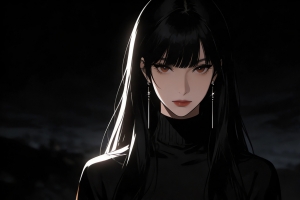 高冷黑色长发动漫美女 4K高清车机壁纸3840x2160免费下载