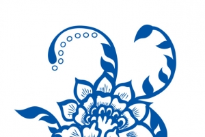 古典青花瓷牡丹花纹