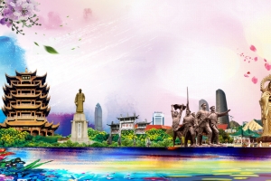 唯美风光湖北武汉旅游指南海报背景素材
