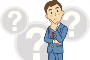 卡通被问题困惑的商务男士