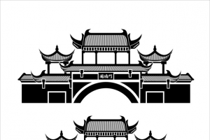 国酒门建筑简笔画