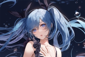 深海少深海少女 初音未来 女神 水中水下全面屏手机壁纸