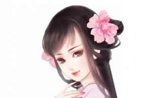 头戴鲜花的古风美女
