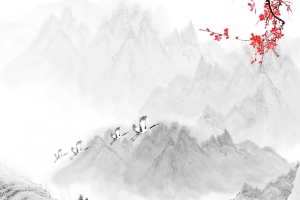 唯美中国风水墨山水背景