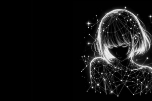 星光女孩 星座 连线 星点 暗黑色背景 3440x1440带鱼屏壁纸