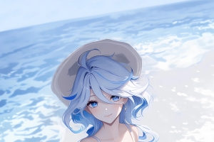 芙宁娜 海边4k手机壁纸动漫竖屏