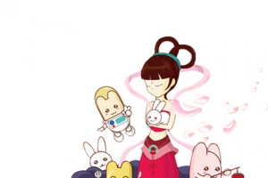 唯美卡通嫦娥兔子小人月饼灯笼