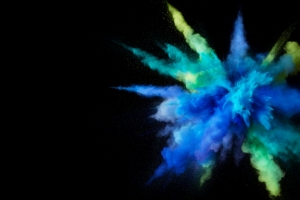 蓝色黄色绿色粉末3440x1440壁纸