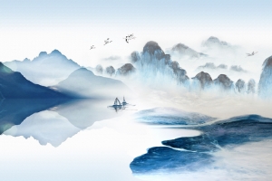 山水 鸟 中国风 背景