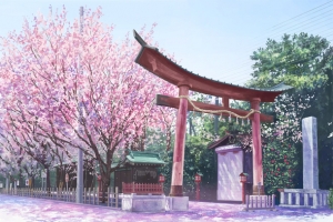 樱花神社动漫插画