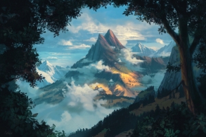 天空 云 森林 丘陵  树木 山脉 4K风景壁纸4000x2500