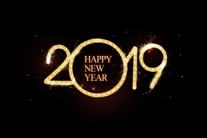 2019年新年快乐烟火艺术字体4k壁纸