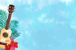 水彩质感吉他水彩手绘banner