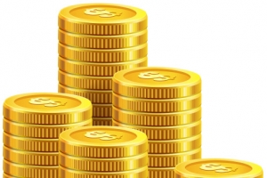 一堆美元金币免抠素材