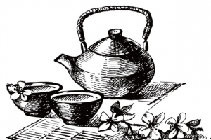 手绘素描茶壶水壶