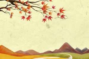 枫树叶小清新文艺几何黄色背景