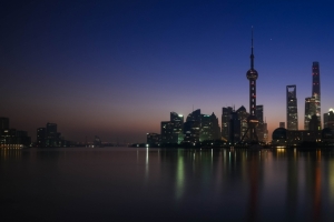 上海黄浦江日出风景3440x1440壁纸