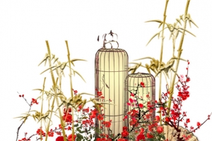 灯笼新年花儿鸟儿