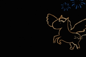 2026金马 新年 黑色背景 烟花3440x1440带鱼屏壁纸