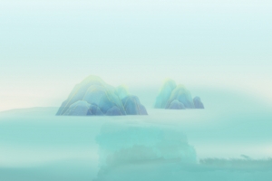国潮背景山水