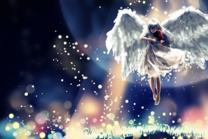 小天使小提琴萤火虫摇篮曲3440x1440唯美壁纸