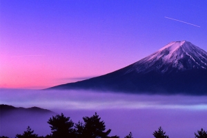 日本富士山夜景美景背景
