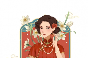 最美女王节国潮手绘元素图