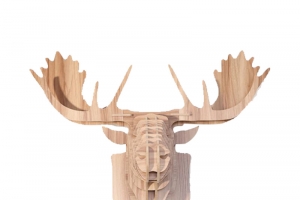 木制麋鹿墙面装饰物高清PNG透明免扣设计素材免费下载