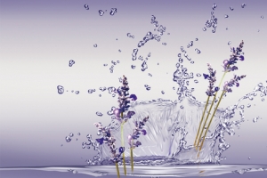 淘宝化妆品护肤品面膜薰衣草水珠背景banner