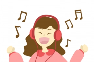 心情愉悦听歌女孩高清PNG透明免扣设计素材免费下载