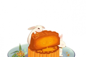 中秋节日月饼兔子小场景素材