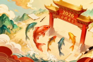 2026年 鲤鱼跃龙门 金榜题名 国风4k高清壁纸