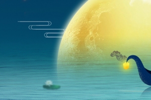海上生明月卡通兔子蓝色banner
