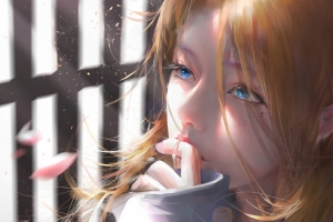 阳光透过窗户 尖耳朵女孩 好看动漫3440x1440带鱼屏壁纸
