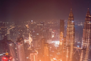 夜城 鸟瞰图 城市灯光 摩天大楼 建筑 吉隆坡 马来西亚 4k壁纸 3840x2160