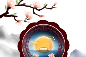 中秋荷花树枝花朵窗沿