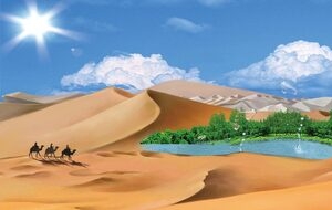 沙漠绿洲背景