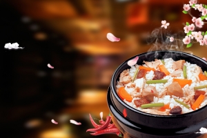 煲仔饭美食海报背景