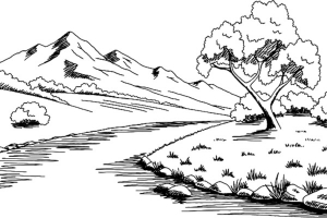 山河矢量风景图