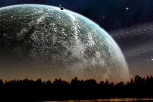 树林星际地球科幻海报
