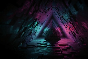 3840x2160 立方体 图形 深色 隧道 背光 3d壁纸 背景
