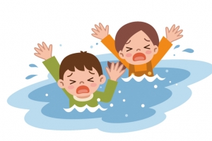矢量落水呼救的小孩