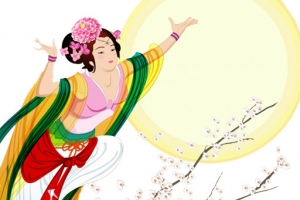 中秋节梅花和美女