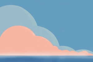 顺风顺水 云朵 帆船 绘画 简约 3440x1440带鱼屏壁纸