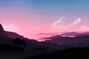 行星 山脉 距离 艺术 4k壁纸 3840x2160