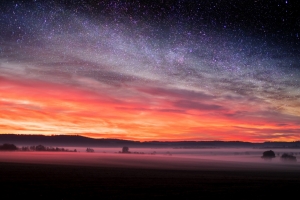 自然 日落 星夜 天空 星星 4k风景壁纸